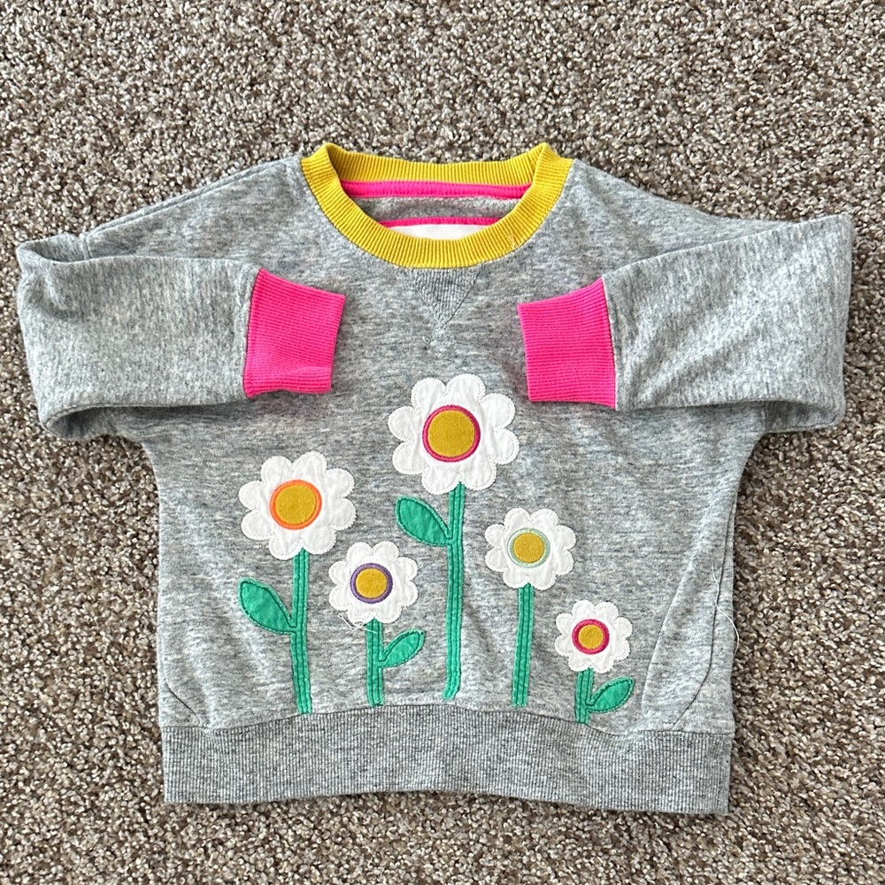 Mini Boden Gray Sweatshirt with Floral Design